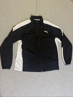 Puma Men’s L Black and White Performance Zip-Front Jacket